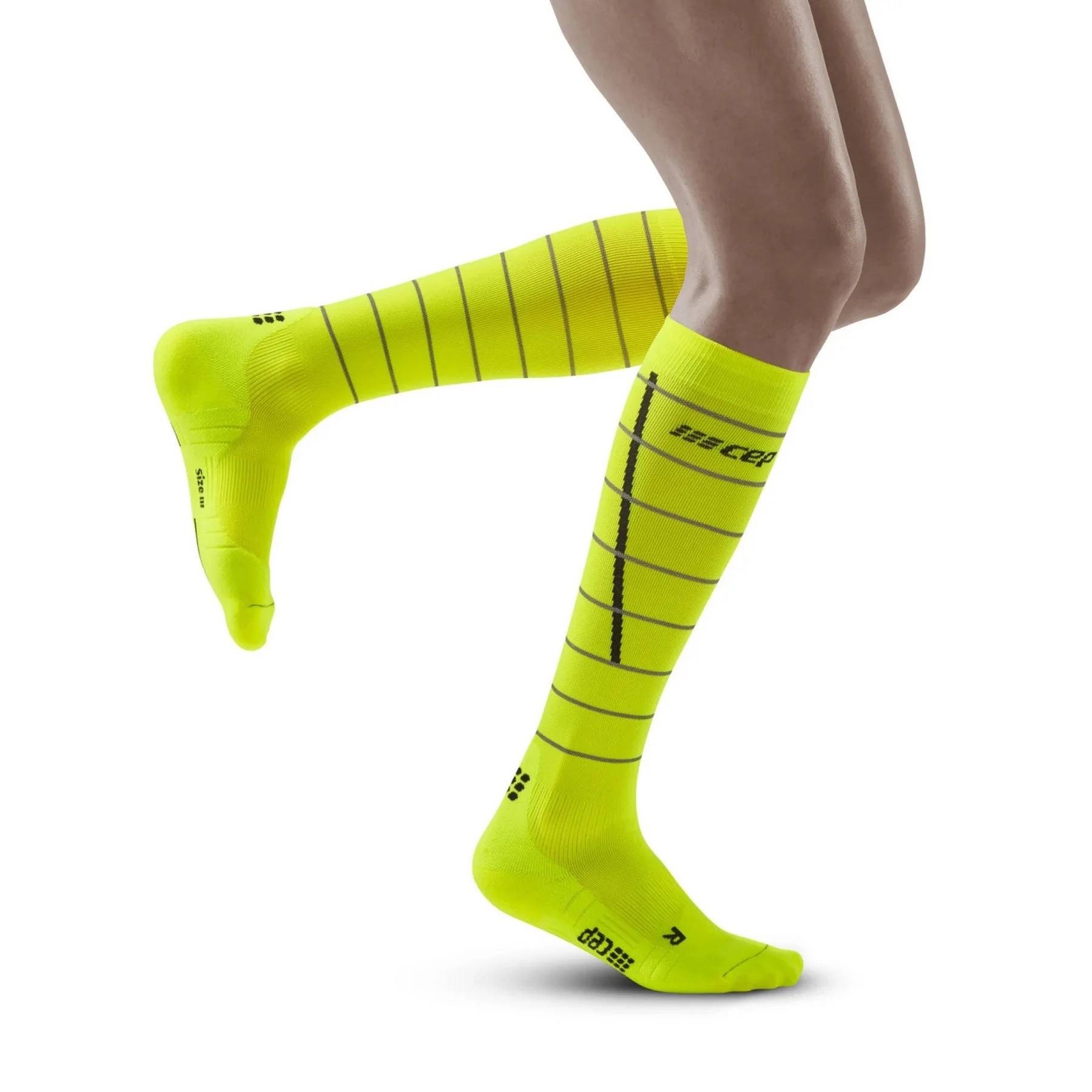CEP WOMEN Compression Reflective Tall Socks, neon yellow