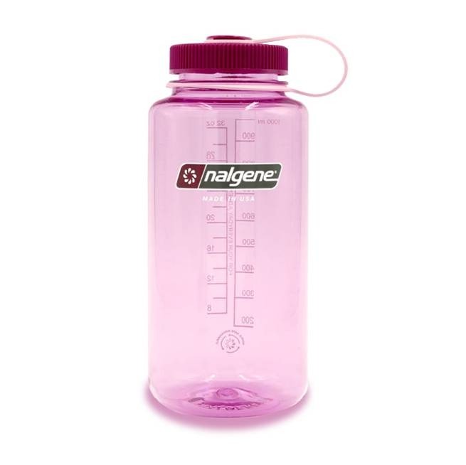 Nalgene BPA Free Tritan Wide Mouth Water Bottle, 32 Oz, Gray with Black Lid